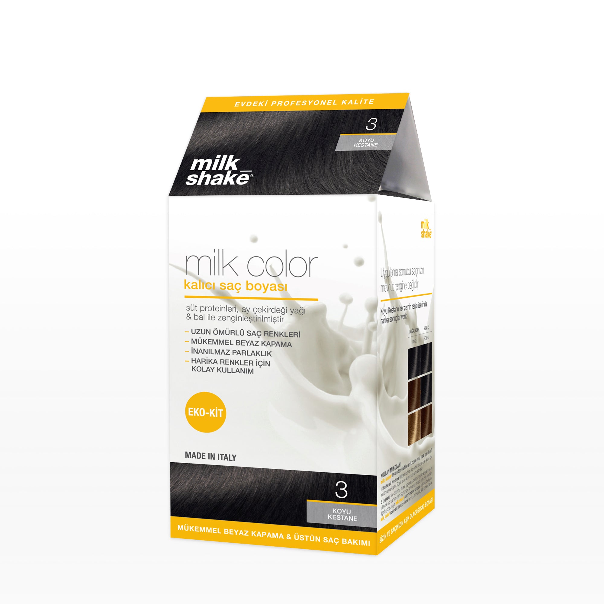 milk_shake milk color eko kit saç boyası koyu kestane - 3 (köpüksüz)