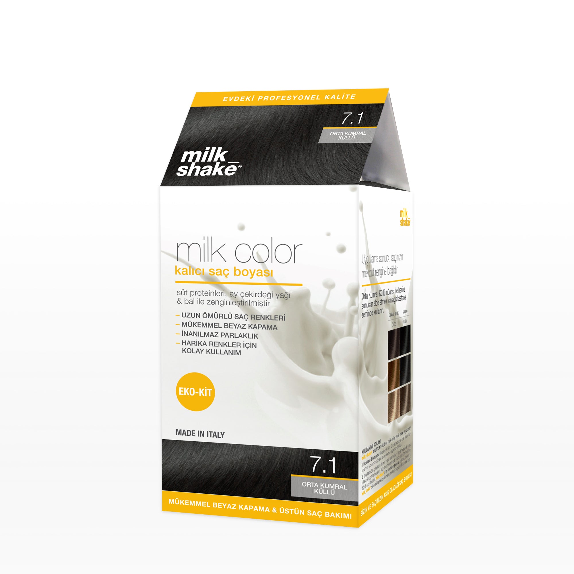 milk_shake milk color eko kit saç boyası orta kumral küllü - 7.1 (köpüksüz)