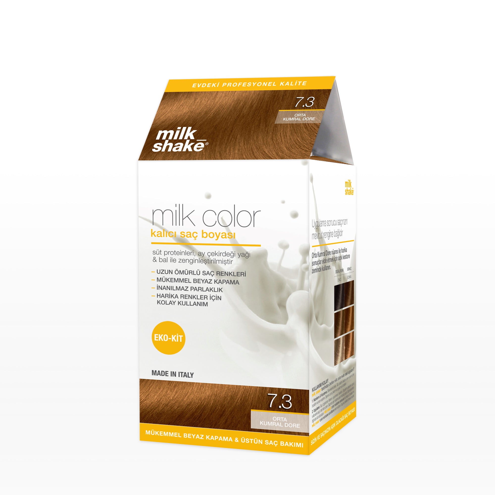 milk_shake milk color eko kit saç boyası orta kumral dore - 7.3 (köpüksüz)