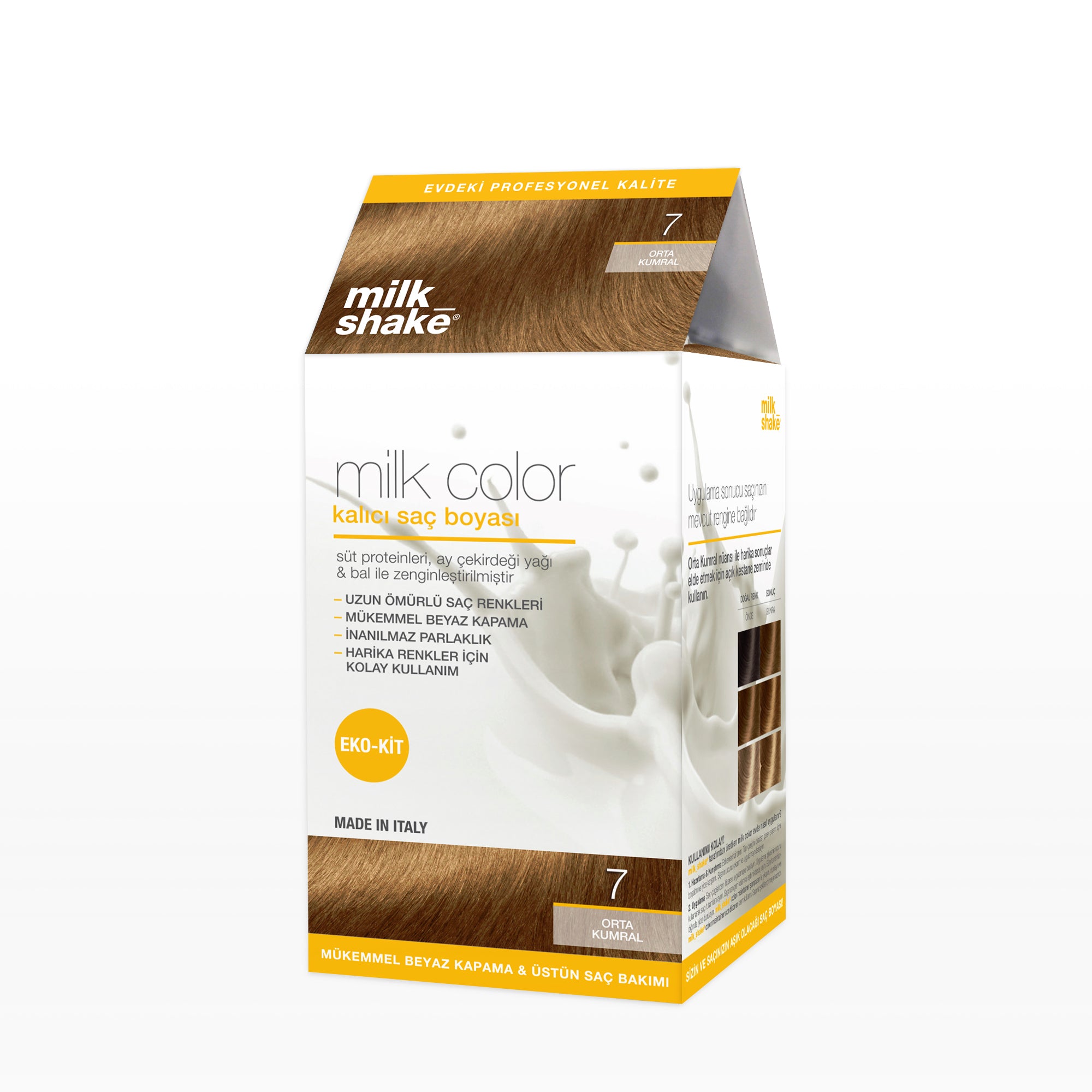 milk_shake milk color eko kit saç boyası orta kumral - 7 (köpüksüz)