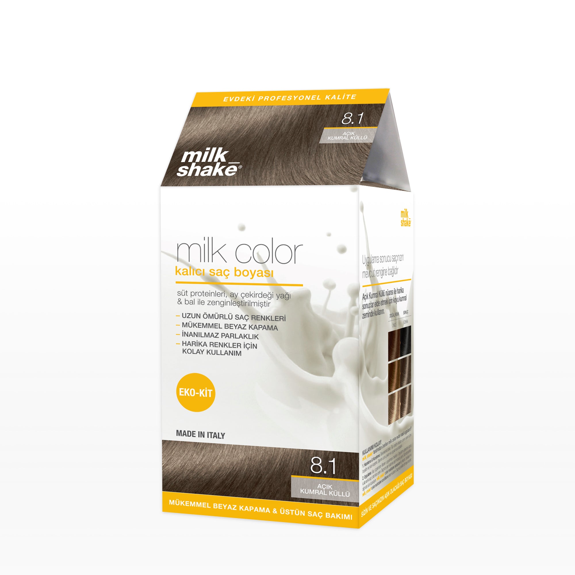 milk_shake milk color eko kit saç boyası açık kumral küllü - 8.1 (köpüksüz)